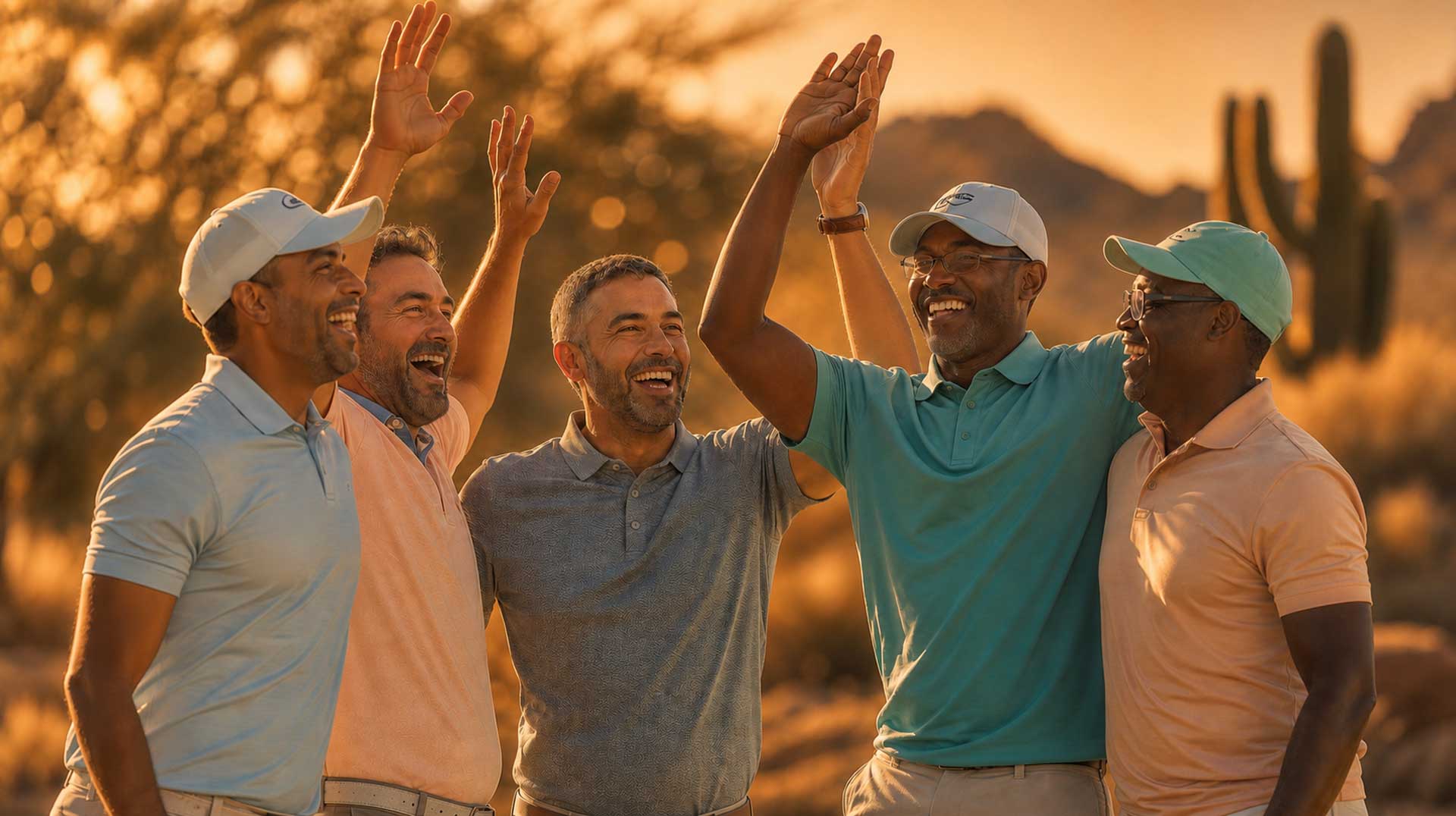 Group of golfers smiling