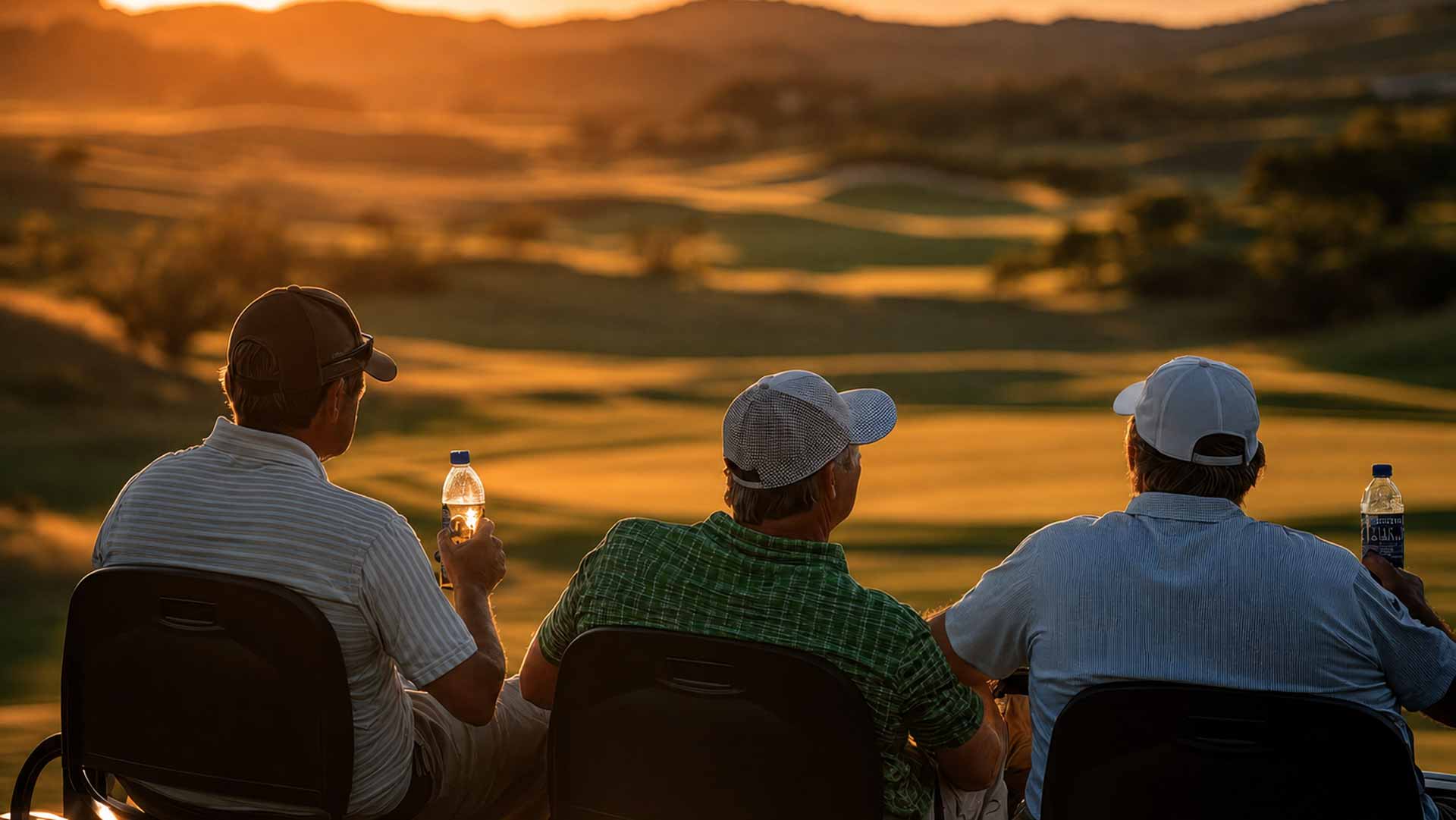 Group of men overlooking golf course